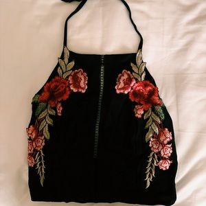 Embroidered crop top